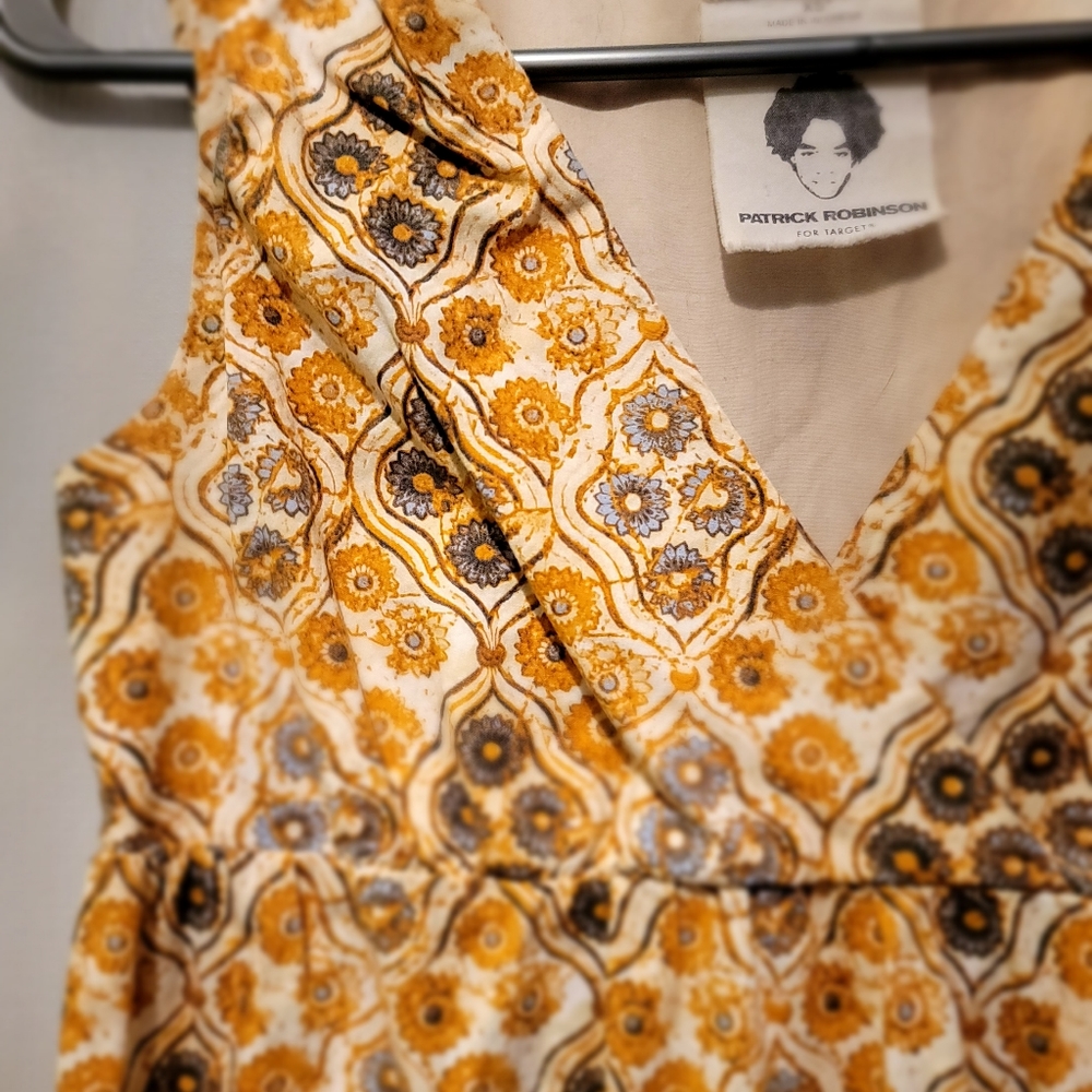 Patrick Robinson Summer Dress, Size XS, Color: Yellow, Orange, Grey, Cream.